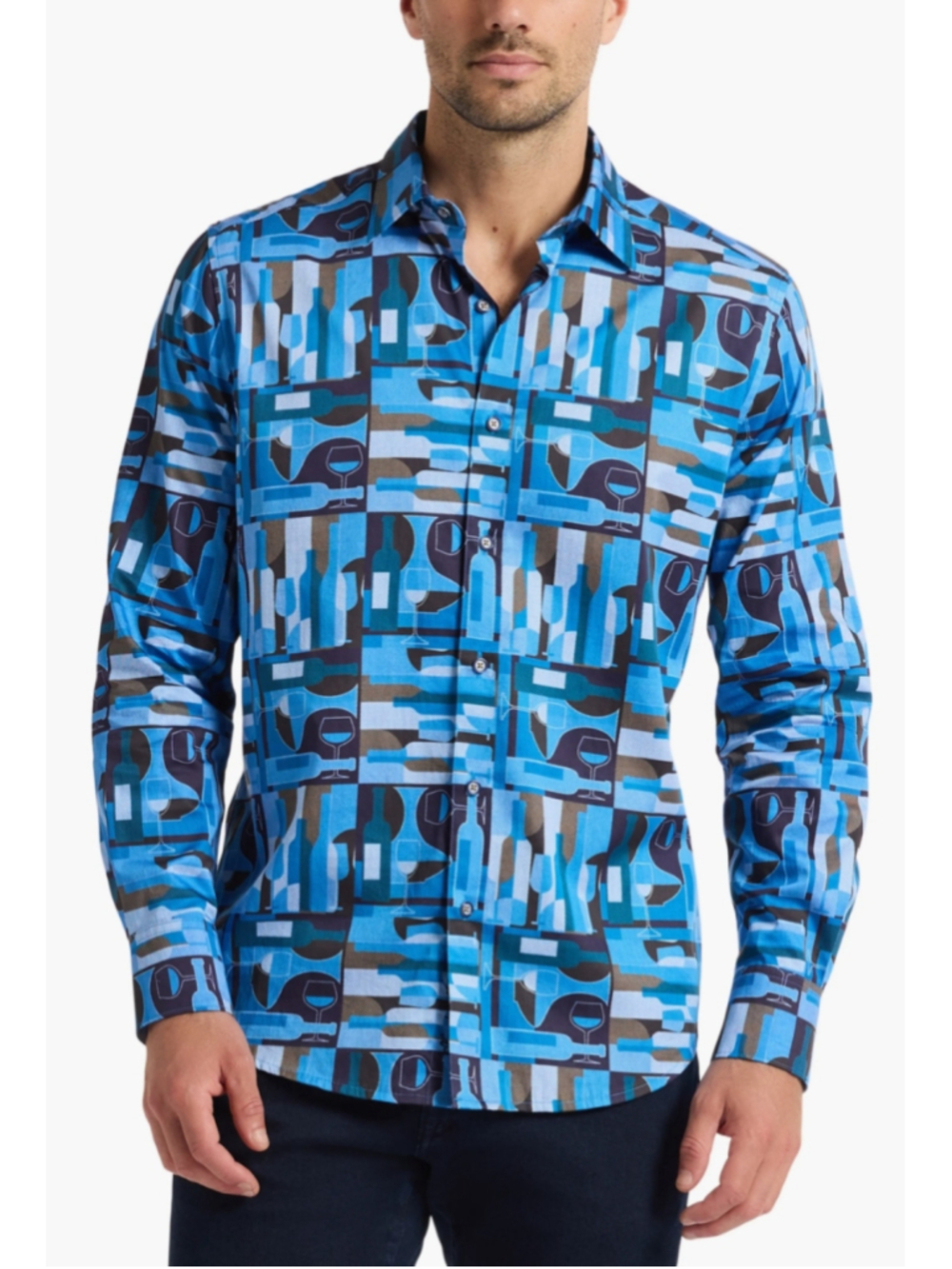 Robert Graham Nolan Long Sleeve Contrast Button Up Shirt Wine Print XL